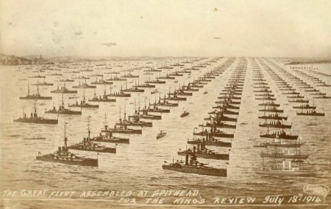 Grand Fleet for the King's Review July 18th 1914. Available public domain